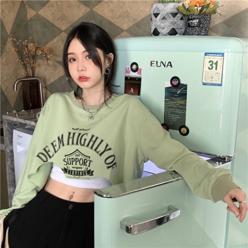 Áo thun dài tay croptop form rộng sexy đáng yêu
