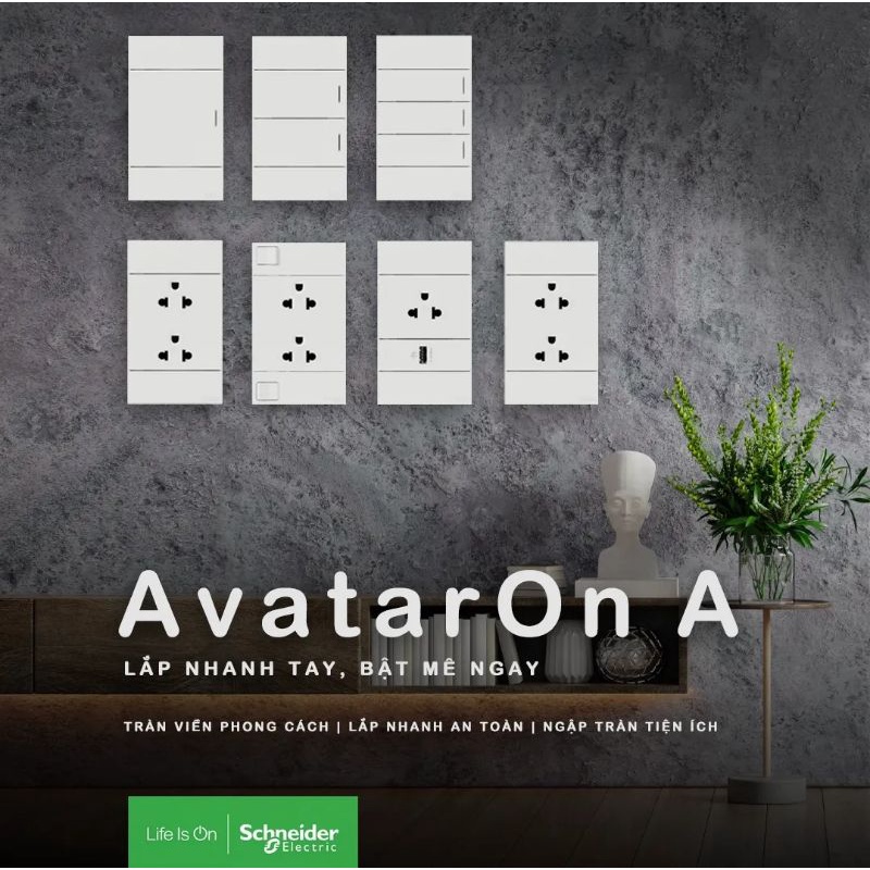 Mặt thiết bị Schneider AvatarOn A, lắp 1, 2, 3 thiết bị, Size S, M, E.