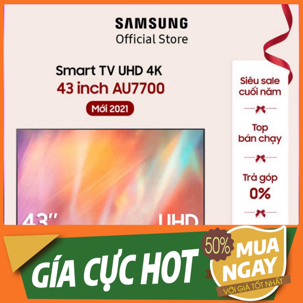 Smart Tivi Samsung Crystal UHD 4K 43 inch UA43AU7700KXXV - Miễn phí lắp đặt