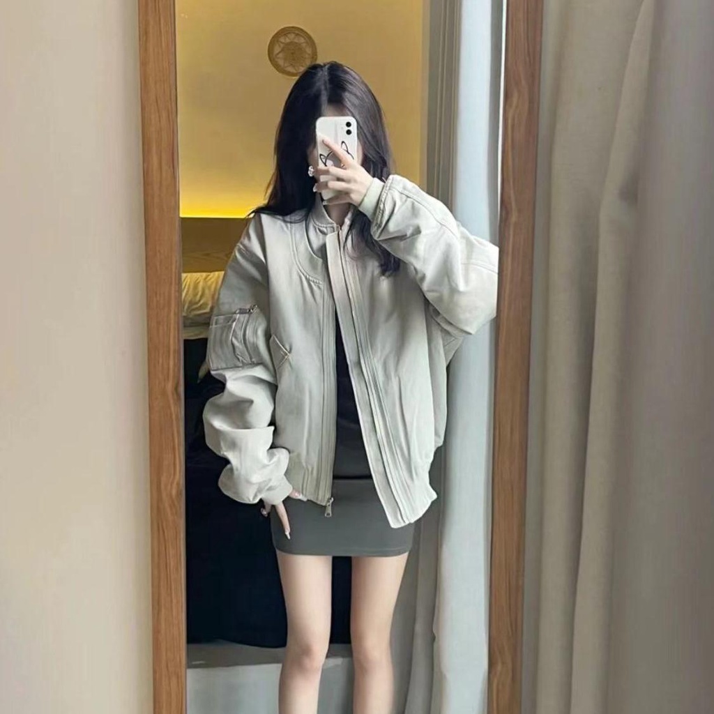 Áo Khoác Bóng Chày Dáng Rộng Cỡ Lớn Thời Trang Xuân Thu Cá Tính Cho Nữ
