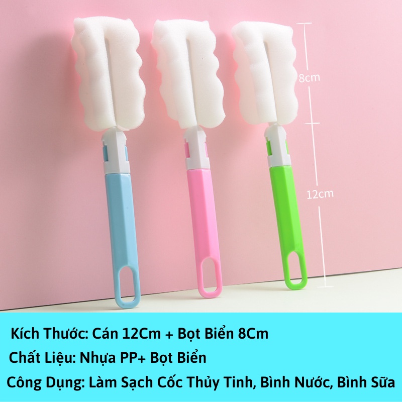 Bộ cọ lau rửa cốc ly thủy tinh, bình sữa, bình nước cao cấp, siêu sạch nhiều màu - BlueStore