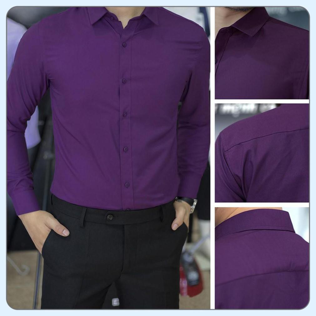 Áo sơ mi nam - Áo sơ mi lụa trơn cao cấp - Chất liệu lụa trơn đẹp, mát, không nhăn, dáng trẻ trung, thanh lịch | BigBuy360 - bigbuy360.vn