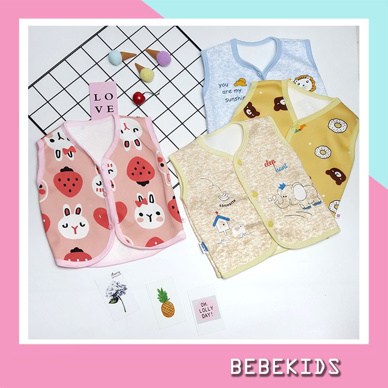 Áo gile nỉ lót lông  giữ ấm cho bé cao cấp mẫu mới 2021 cho bé trai/gái Size 3-13kg