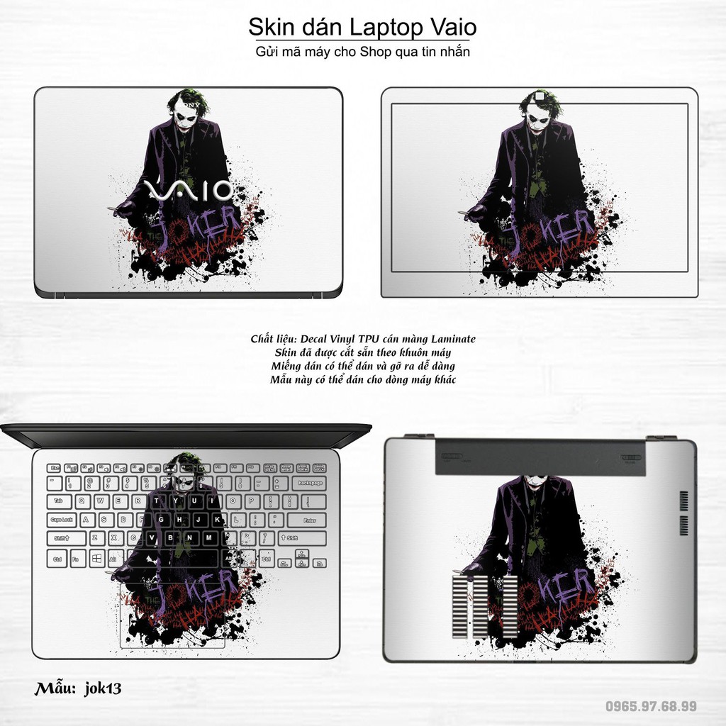 Skin dán Laptop Sony Vaio in hình Joker nhiều mẫu 2 (inbox mã máy cho Shop)