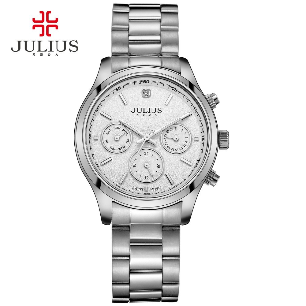 Đồng hồ nữ Julius Hàn Quốc JA-946 chạy 6 kim tiện lợi dây thép thanh lịch