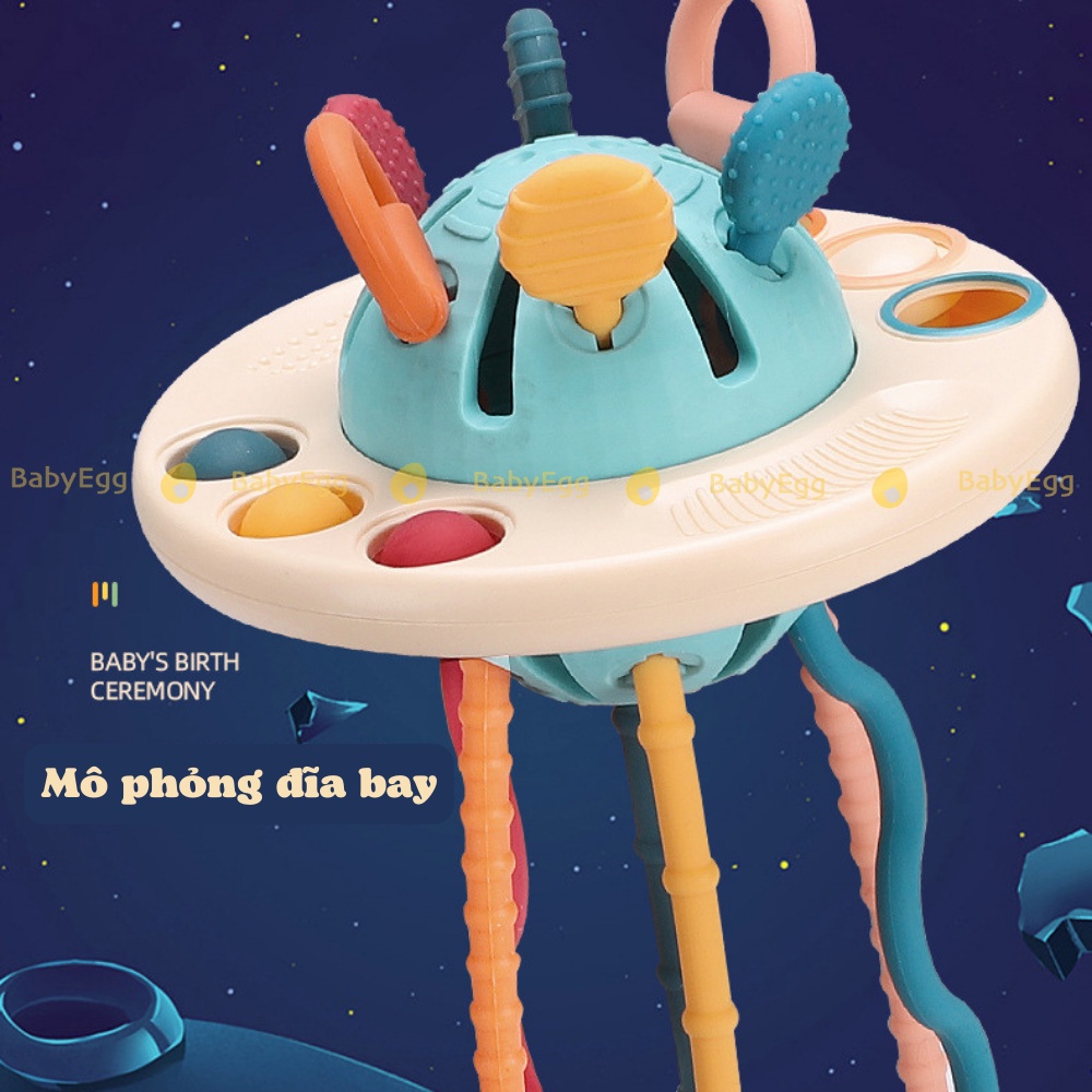 Đĩa bay rút dây silicon gặm nướu luyện ngón tay đồ chơi cầm tay cho trẻ sơ sinh nhỏ bé trai bé gái 5 6 9 1 12 tháng tuổi