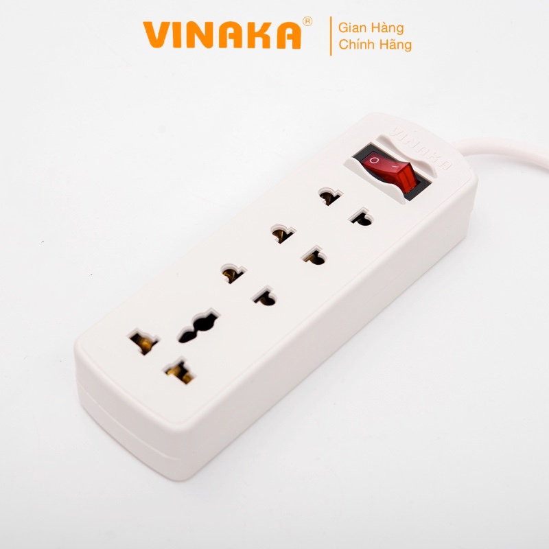 Ổ cắm điện 4 lỗ 3 chấu VINAKA chịu tải 2500W công tắc bật tắt cao cấp E4T