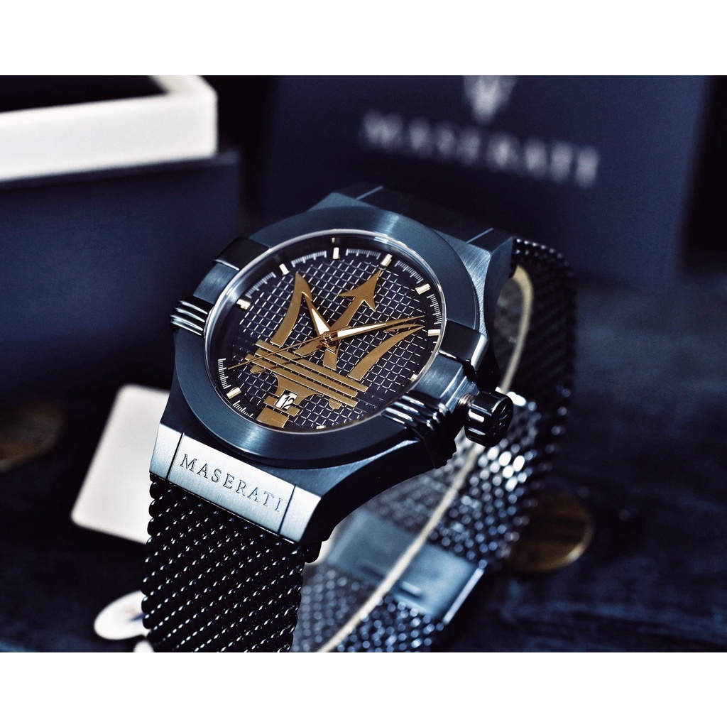 Đồng Hồ Nam Maserati Potenza R8853108008 Dây Mesh Màu Xanh , Máy Quartz - Pin , Size 42mm