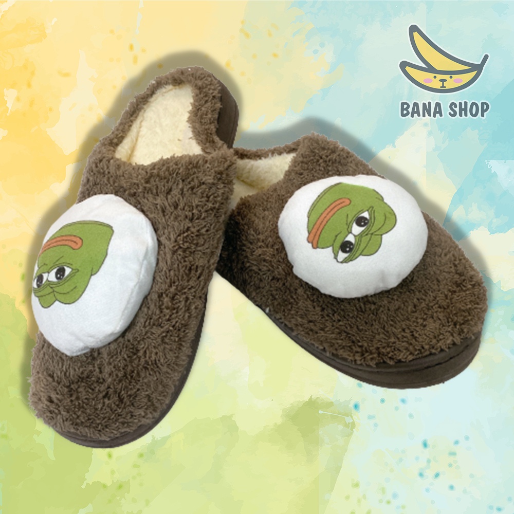 Dép bông lông xù đi trong nhà hình ếch xanh Pepe siêu bựa dành cho vozer