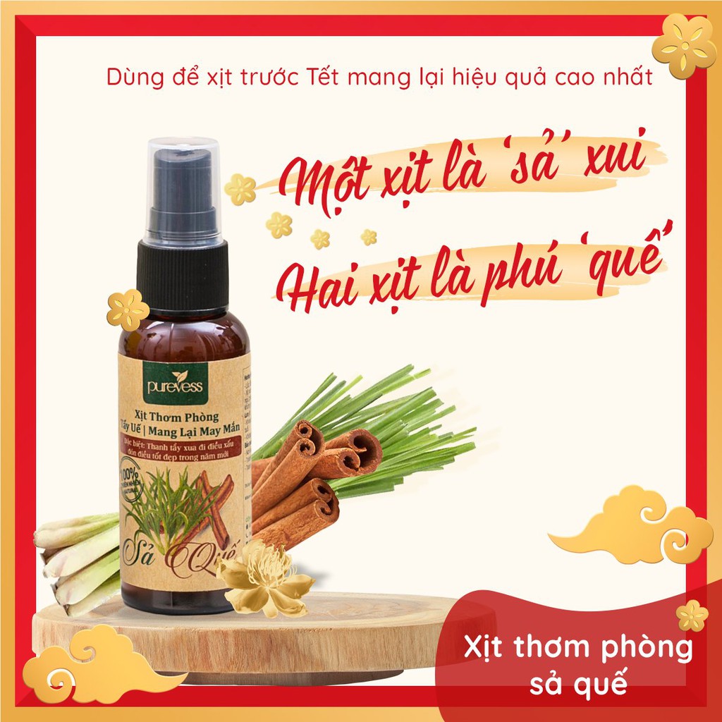 [PURE52 giảm 52k] Bộ quà tết tinh dầu xông nhà Purevess giúp tẩy uế, hút tài lộc ,may mắn cả năm