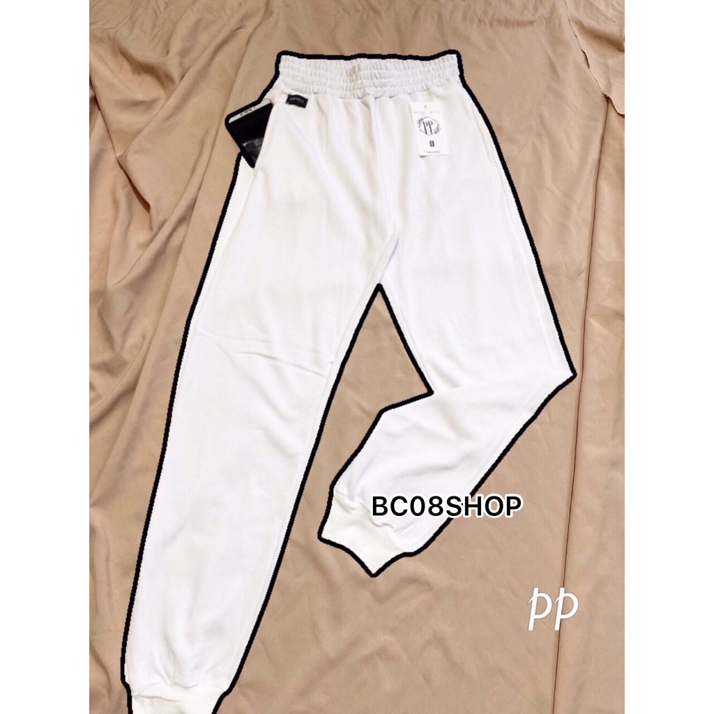 Quần Jogger Màu Trắng Unisex Lưng Cao Chất thun cotton cao cấp có size | BigBuy360 - bigbuy360.vn