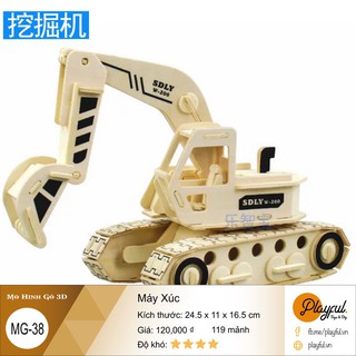 Bộ Lắp Ráp Mô Hình Gỗ 3D - [MG38] Máy Xúc