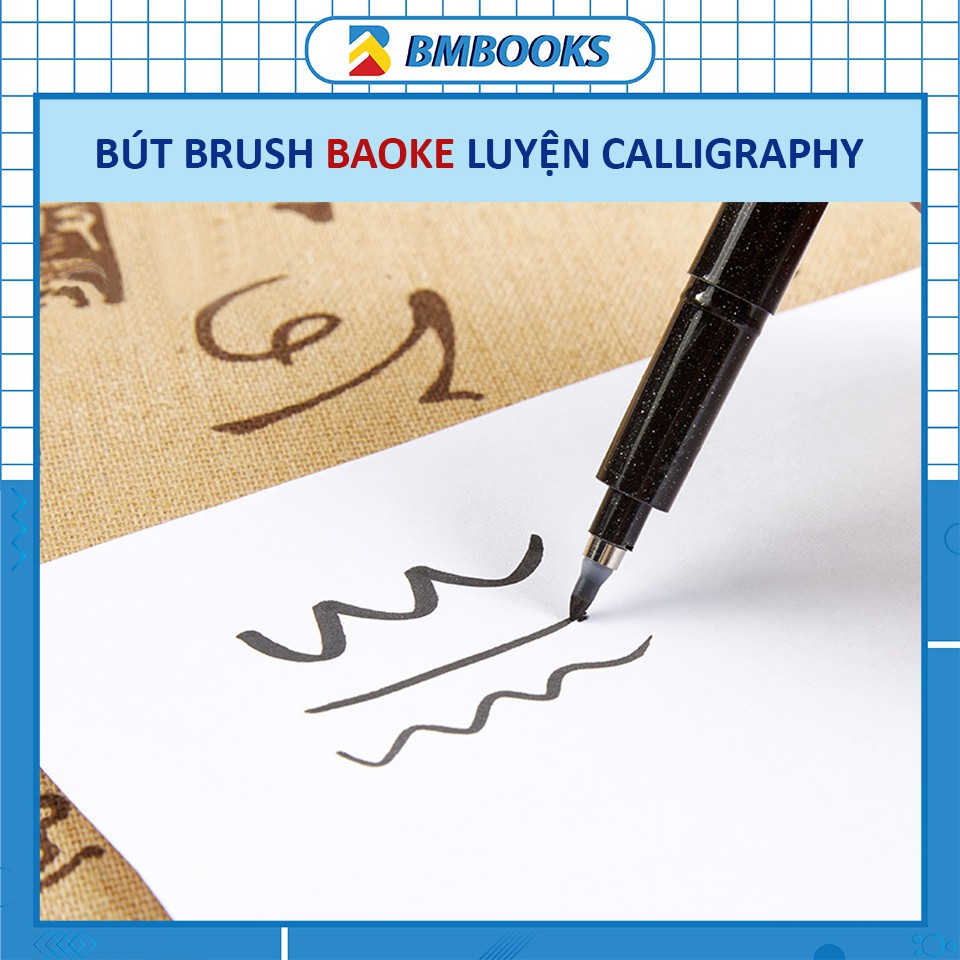 Bút Brush Baoke mực đen luyện viết Calligraphy, Brush Lettering, thư pháp có thể thêm mực BMBooks