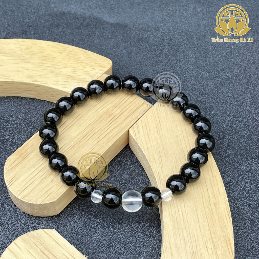 Vòng tay đá cao cấp nam nữ HÀ XÁ bóng đẹp không phai màu 8li