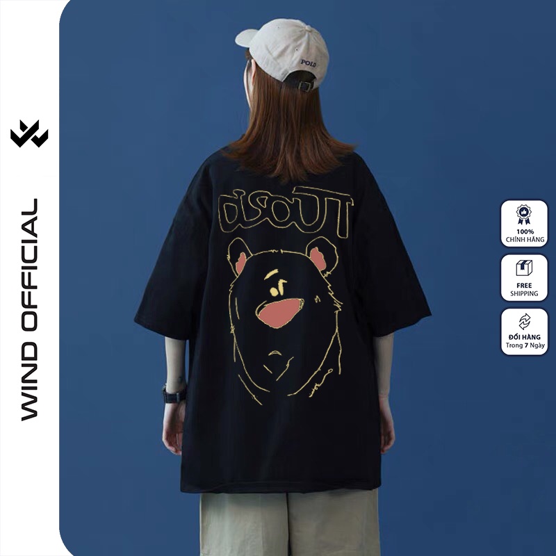 Áo thun tay lỡ WIND phông unisex form rộng BEAR nam nữ cotton ulzzang oversize