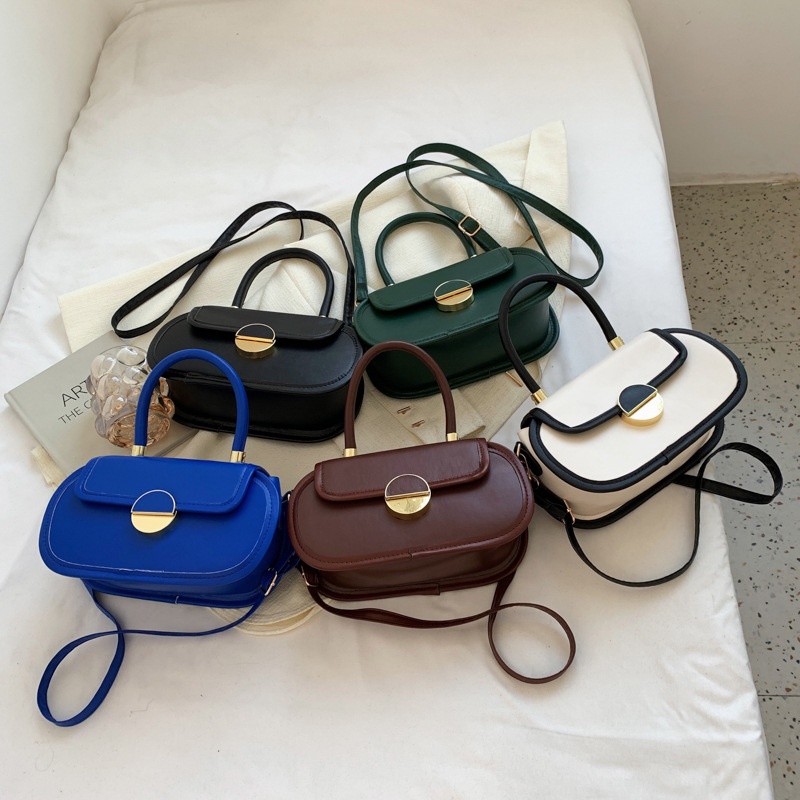 Túi Xách Đeo Vai Màu Tương Phản Phong Cách Retro Thời Trang Mùa Xuân Cho Nữ