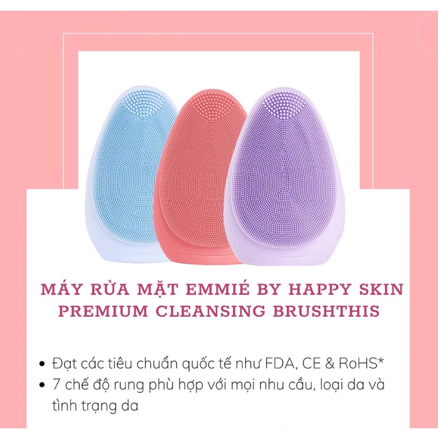 Máy Rửa Mặt Emmié Premium Facial Cleansing Brush thiết kế vi mô thoáng khí, 7 chế độ rung cho mọi loại da