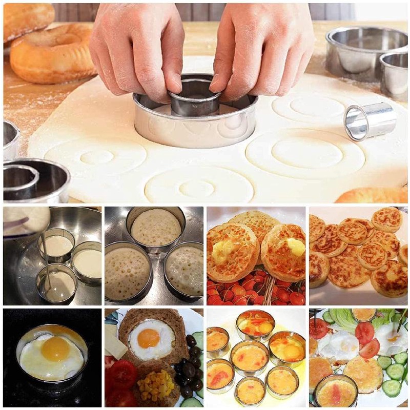 Set 14 khuôn cắt bánh quy ANAEAT hình tròn bằng thép không gỉ DIY