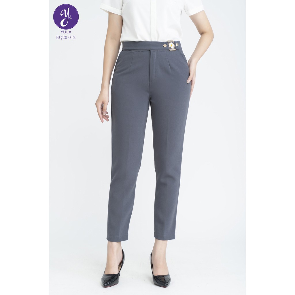 Quần Tây Nữ Đai Trang Trí Hoa Cúc Đính Đá Sang Trọng Phom Âu Công Sở Dáng Baggy Vải Co Giãn Q21.09 | BigBuy360 - bigbuy360.vn