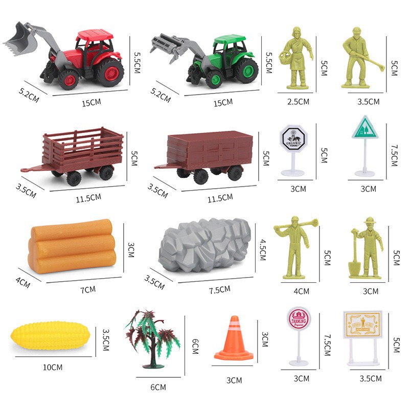 Bộ Mô hình xe kéo làm nông 18 chi tiết cho bé hóa thân thành nông dân chính hiệu