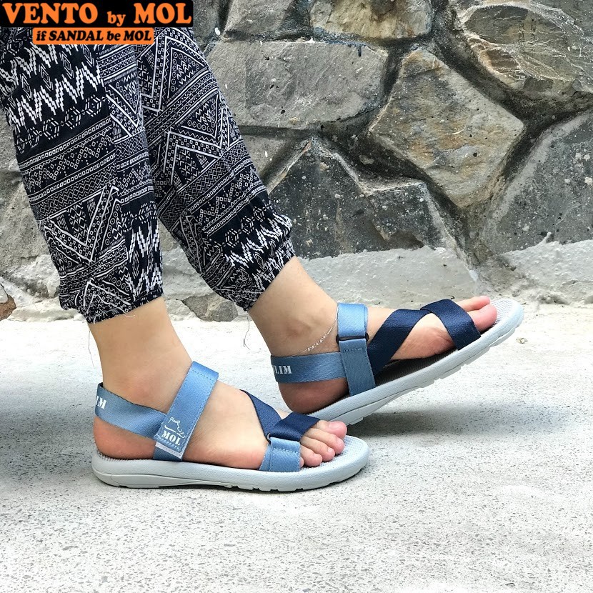 Sandal couple nam nữ quai ngang đế mõng có quai hậu cố định cho cặp đôi mang đi học đi biển du lịch hiệu MOL MS1166P