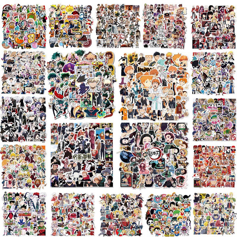 Bộ 50 Miếng Dán Graffiti Sticker Hoạt Hình Nhật Bản - Doremon - Hello Kitty - Phi Hành Gia - Phong Cảnh