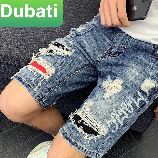 QUẦN SHORT LƯNG JEAN NAM LÓT VẢI ĐỎ ĐEN CHẤT BÒ XANH SIÊU HOT - DUBATI FASHION