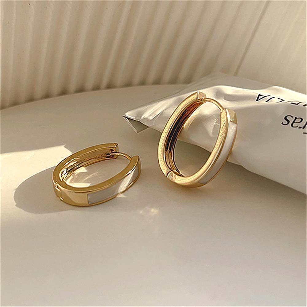 Bông Tai Hình Oval / Tròn Đơn Giản Thời Trang Cho Nữ