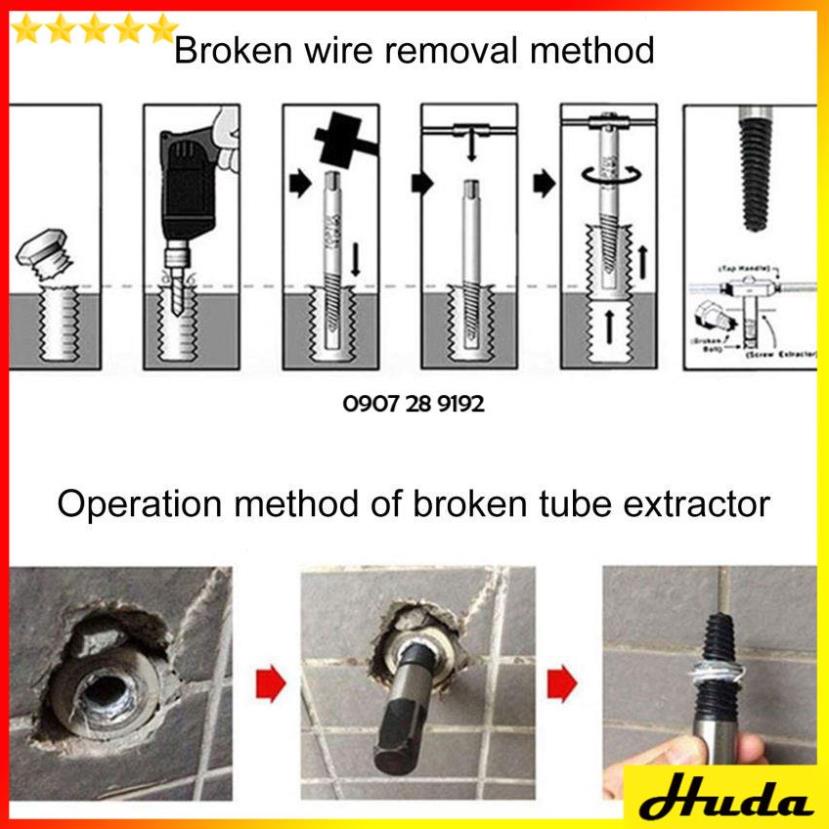 Bộ Đầu Tháo Ốc Gãy ❤️FREESHIP❤️ Tháo Vít Toét Đầu Dụng Cụ Vặn Lấy Ốc Vít Gãy 5-8 Món