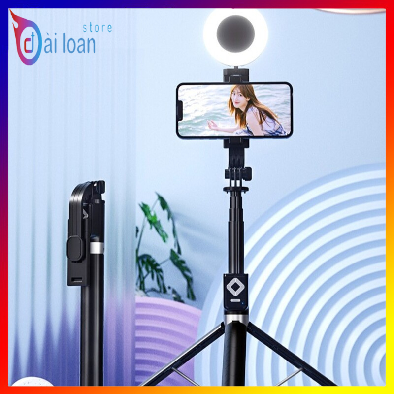 Gậy chụp ảnh selfie/ Tích hợp chân tripod BT11 có remote điều khiển - Gậy cao tối đa 1m7 kèm đèn Led hỗ trợ ánh sáng
