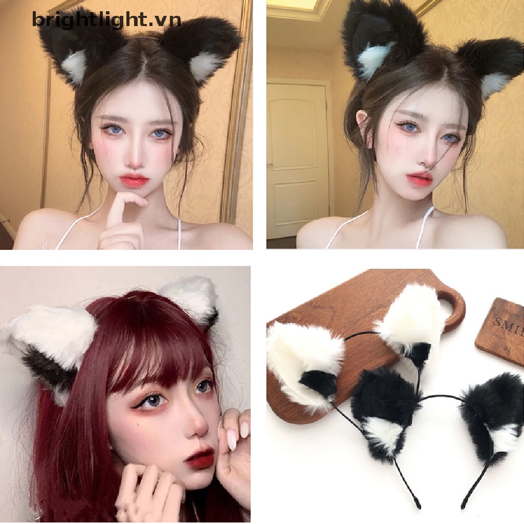 Băng Đô Tai Mèo Lông Xù Hóa Trang Lolita Đáng Yêu Cho Nữ