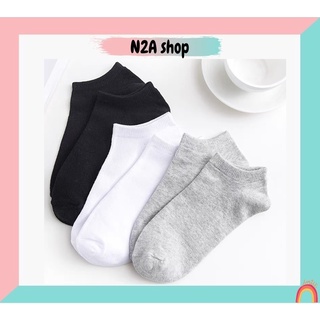 Combo 2 đôi Tất ngắn vớ thấp cổ thoáng mát 3 màu trơn nam nữ - N2a shop