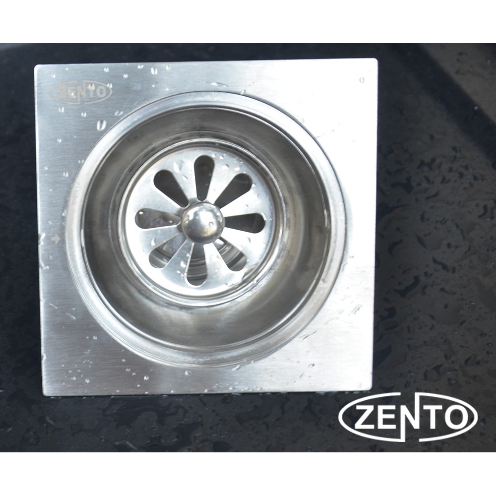 Phễu thoát sàn chống mùi hôi inox Zento TS122-L (12x12cm)