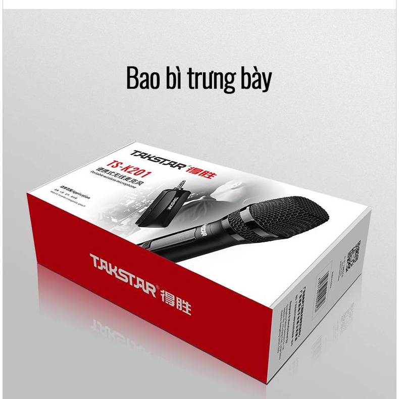 Micro Hát Karaoke Takstar TS-K201 Không Dây Độ Nhạy Cao, Chống Nhiễu, Khoảng Cách Xa, Chính Hãng Cao Cấp Bảo Hành 1 Năm