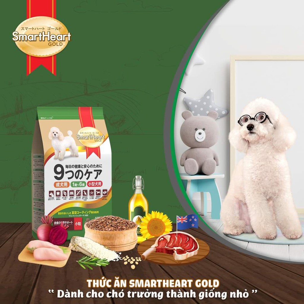 Thức ăn Chó Smartheart Gold Dành cho Chó trưởng thành giống chó Nhỏ Hương vị Cừu &amp; Gạo 3kg- CHÍNH HÃNG