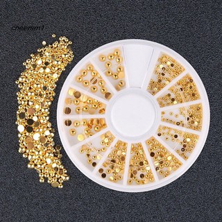 Hộp hạt cườm phẳng tông màu vàng kim 3D 2/3/4mm làm móng DIY CHE