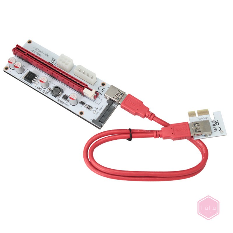 Cáp Chuyển Đổi Pci-e Pci Express Riser 1x Sang 16x Usb 3.0 Sata Sang 4pin Ide Molex 6 Pin Cho Bitcoin Mining