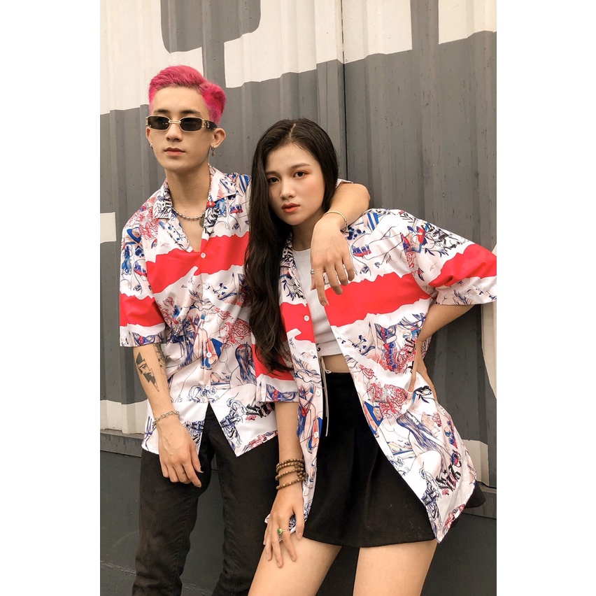 Áo sơ mi nam ngắn tay Họa tiết Form rộng, Manga -  CHÍNH HÃNG