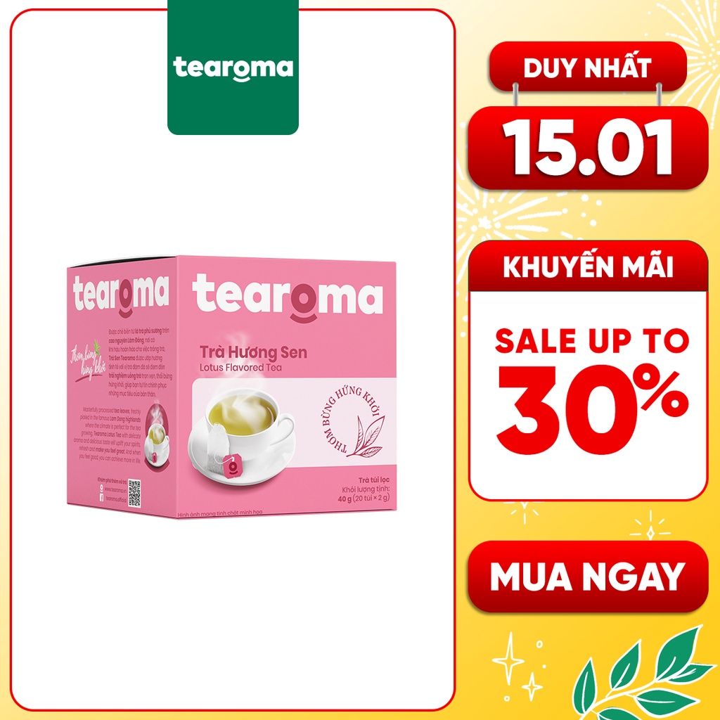 Tearoma Trà Sen túi lọc - 20 gói x 2gr