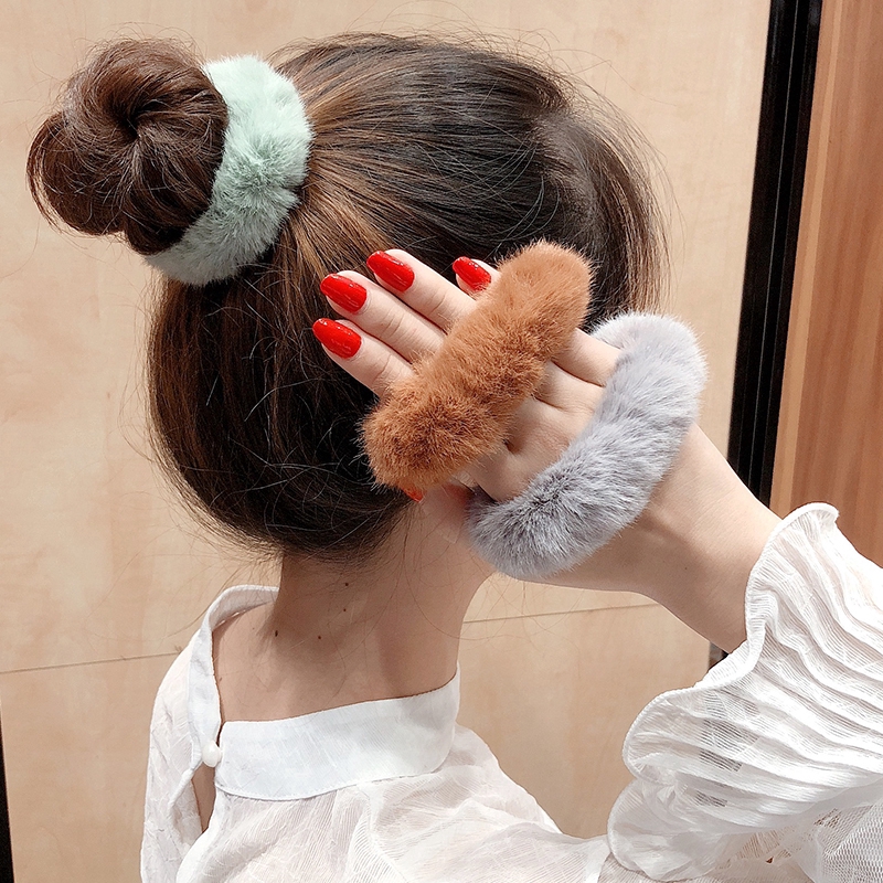 Dây Buộc Tóc Phối Lông Xinh Xắn Dành Cho Nữ