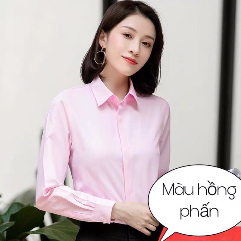 Sơ mi lụa hồng nữ tính