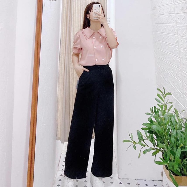 Sét áo cổ sen bèo và quần ( ảnh chụp thật 100%)