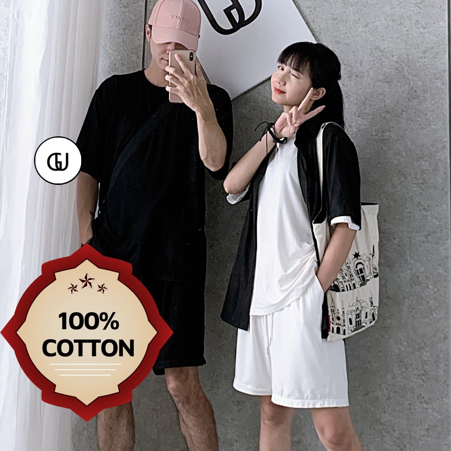 Bộ Đồ Nam Nữ 100% Cotton Mát Mẻ Co Giãn 4 Chiều GUF