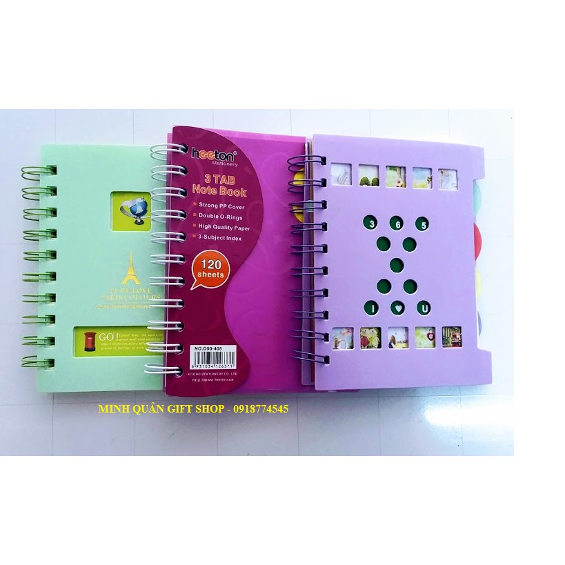 SỔ TAY GHI CHÚ A6 LÒ XO - NOTE BOOK 3 tab
