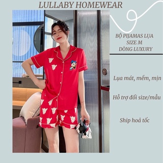 Đồ bộ pijama lụa ngắn hoạ tiết xinh - hàng nhập cao cấp - lullaby homewear