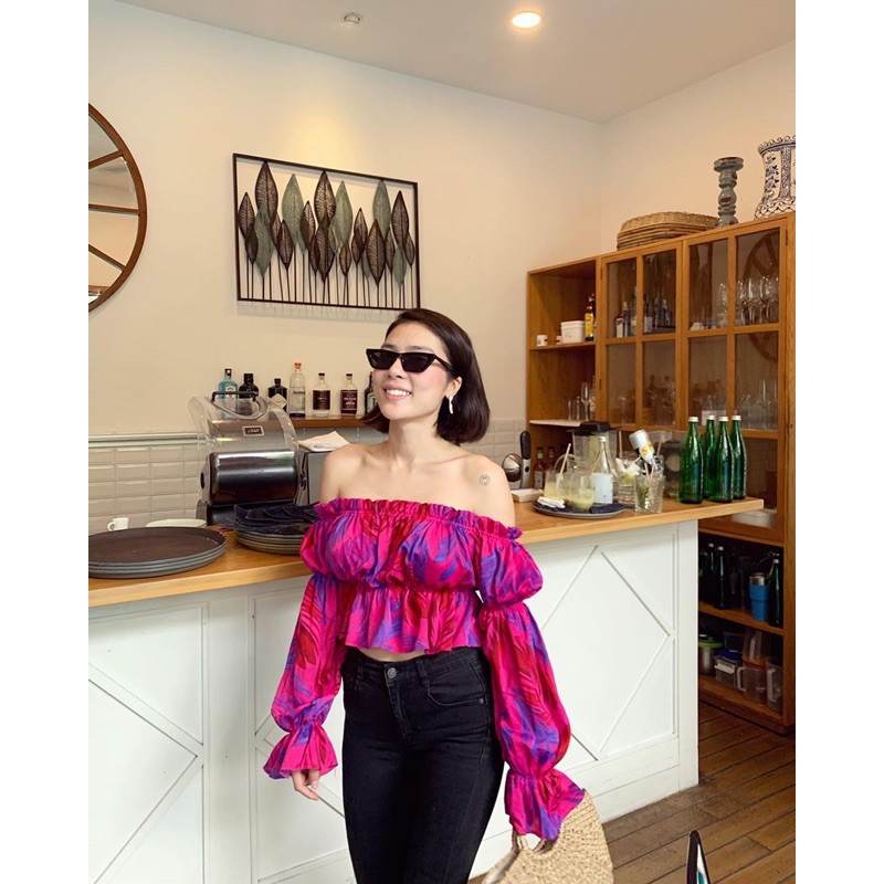 CARRÉ FLORAL TOP - Áo Xẻ Vai Dài Tay