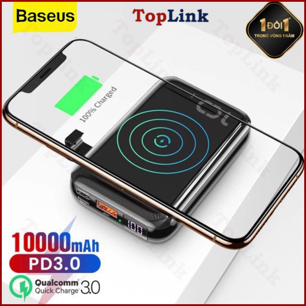 Pin Dự Phòng Tích Hợp Sạc Nhanh Không Dây Baseus F10W 10000mah (10W Wireless, 18W PD/ Quick Charge 3.0) - TopLink