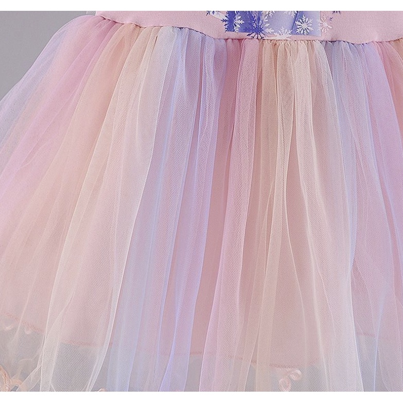 Váy công chúa elsa ⚡COTTON⚡chân váy phối voan cầu vồng sắc màu, bồng bềnh cho bé gái hàng Quảng Châu hình in đẹp, rõ nét