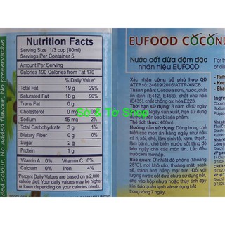 Nước cốt dừa Coconut cream EUFood Thái Lan 400ml