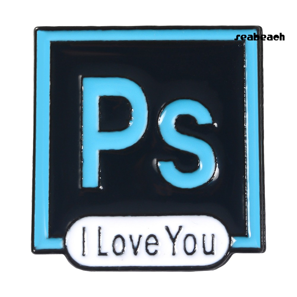 ps/PS AI PR AU Photoshop Illustrator Brooch Pin I Love You Shirt Lapel Enamel Badge